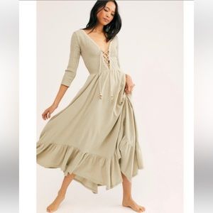 Free People Perfect Solution Midi Dress M NWT Opal Silk